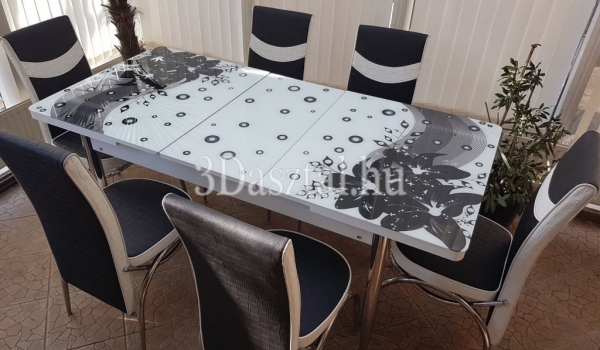 3D asztal garnitúra -  Black Flower - 3D asztal garnitúra -  Black Flower